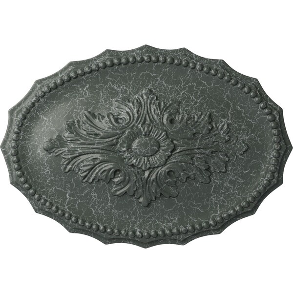Ekena Millwork Oxford Ceiling Medallion, Hand-Painted Athenian Green Crackle, 16 7/8"W x 11 3/4"H x 1 1/2"P CM16OXAGC - main